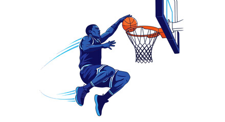 Basketball Player Dunking Slam Dunk Action - Dynamic Illustration © din