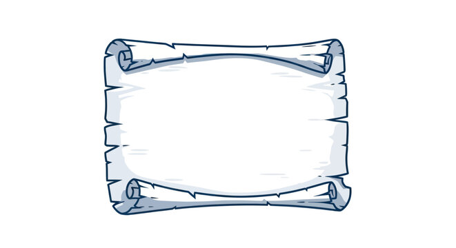 Blank old scroll with rolled edges, isolated on white background. Copy space.