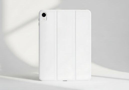 Isolated white tablet folio case, sleek protective cover for mobile devices, mobile accessories, gadget protection mockups