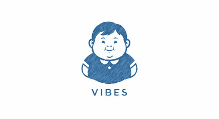 Obraz premium Happy peeking character faces with blue halftone pattern