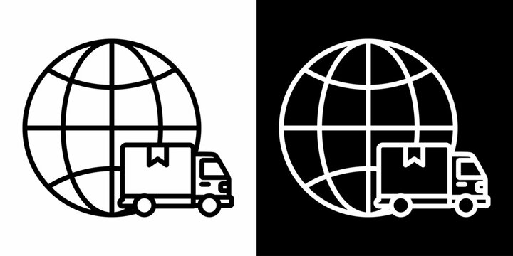 Global Distribution White Icon Set Design