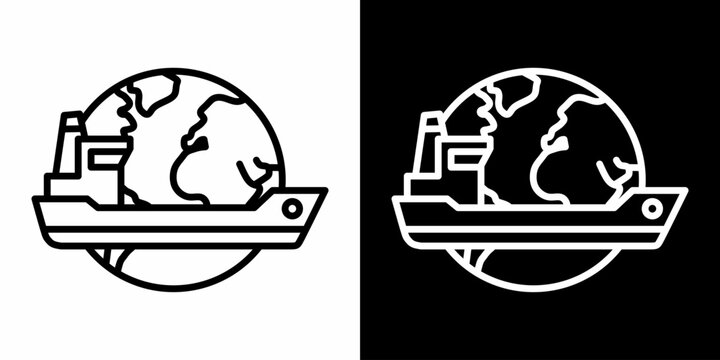 International Shipping White Icon Set Design