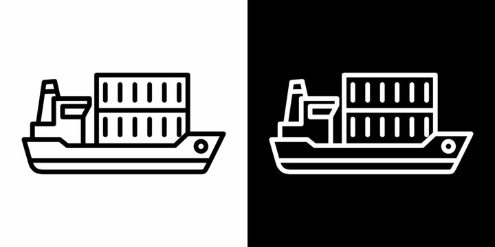 Sea Freight White Icon Set Design