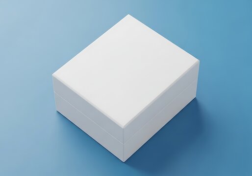 Blank white watch box mockup, empty square gift container, packaging design element for jewelry, luxury presentation, clean display
