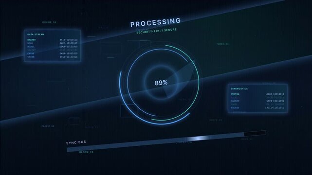 Futuristic HUD Data Processing Loading Screen Background