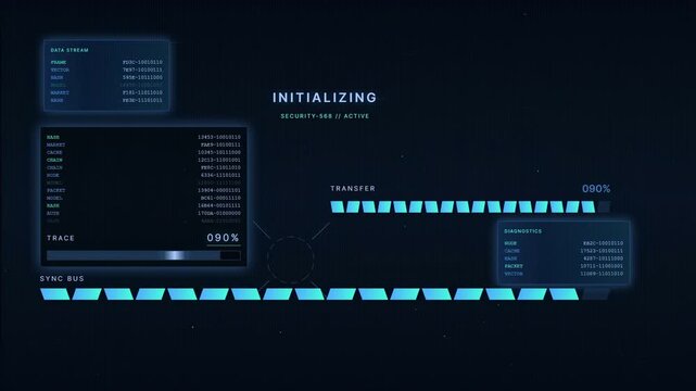 Futuristic HUD Interface Initializing Data Transfer
