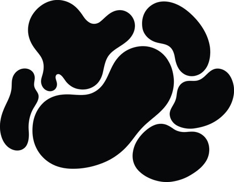 Abstract cow print pattern seamless silhouette element featuring organic black spots and camouflage shapes, perfect for dairy farm branding and animal hide textile background design.