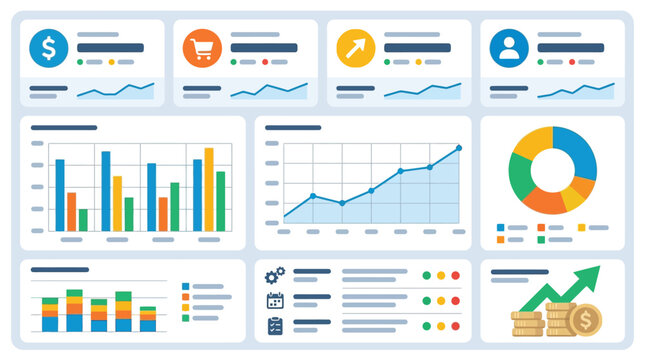 Business data analysis charts graphs.