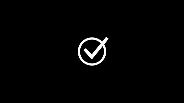 Animated reveal of a white checkmark icon in a green circle. Isolated on a white background. Tik mark animation,