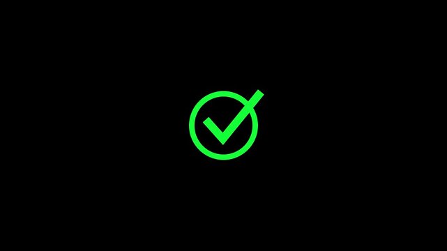 Animated reveal of a white checkmark icon in a green circle. Isolated on a white background. Tik mark animation,