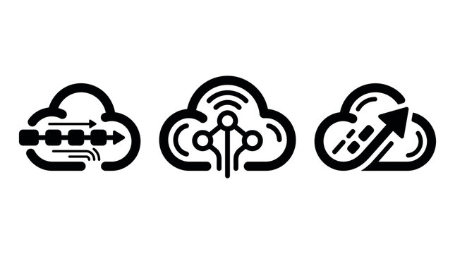 Cloud computing and data transfer technology icons