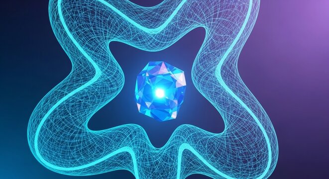 An abstract blue fractal background with a glowing texture of liquid light and energy patterns resembling electric plasma cells or swimming bacteria in a wave of power