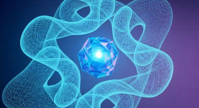 An abstract blue fractal background with a glowing texture of liquid light and energy patterns resembling electric plasma cells or swimming bacteria in a wave of power