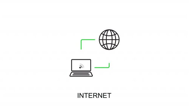 Animated line motion of internet communication and global network in public relations business 