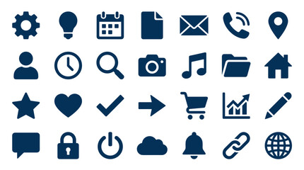 Fototapeta premium Collection of modern flat design icons representing various concepts like communication technology business and lifestyle on a white background