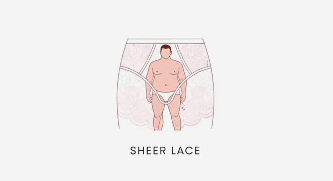 Man with inclusive body type and sheer lace texture