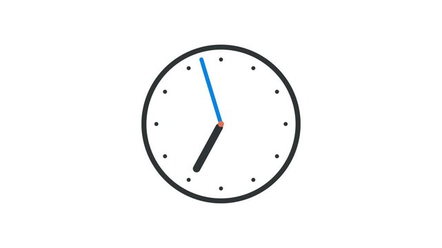 Clock Face Indicating Time with Blue and Black Hands on White Background