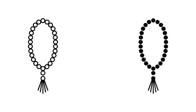 Prayer beads rosary outline and silhouette traditional religious accessory vector icon