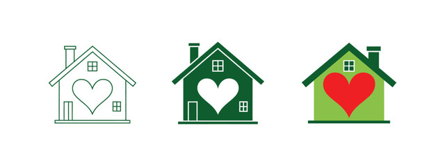 Obraz premium House with hearts icon home love family care shelter symbol vector illustration