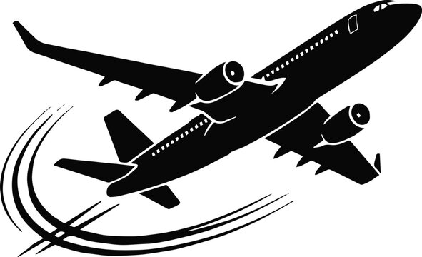 airplane outline with motion lines vector symbol for transport