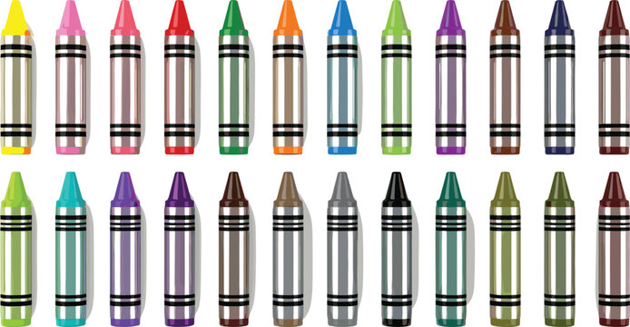 Colorful Crayon Set Collection Vector Illustration with Multiple Vibrant Colors for Kids Art and Creative Design Projects