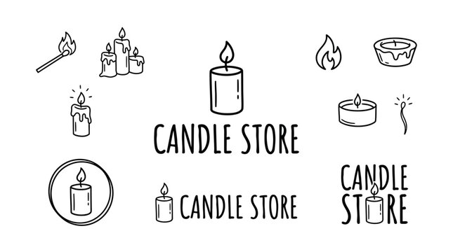 Candle Store Logo Design Elements Collection.