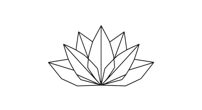 Lotus flower silhouette on black background