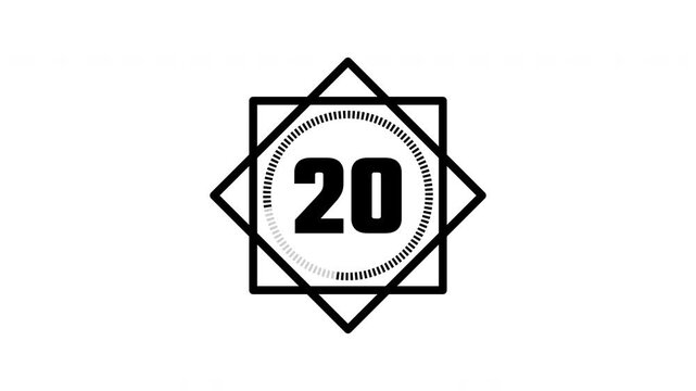25 second countdown with circle animation, countdown 25 to 0.