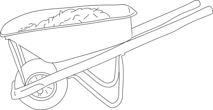 hand drawn illustration of a wheelbarrow