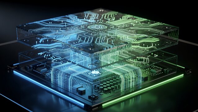 Futuristic transparent circuit board technology.