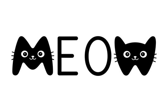 cat meow speech bubble flat design vector illustration