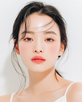 美容, 女性, スキンケア, 化粧品, ビューティー, 若い女性, 美肌, 日本人, アジア人, フェイシャル, メイク, 美容液, 保湿, クリーム, エイジングケア, 美容医療, エステ, 美容クリニック, 肌ケア, ナチュラルメイク, 透明感, ツヤ肌, モデル, 笑顔, ポートレート, クローズアップ, リラックス, 癒し, 健康的, 美白, コラーゲン, ヒアルロン酸, アンチエイジング