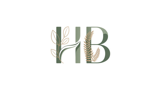 Elegant hb monogram with wheat design