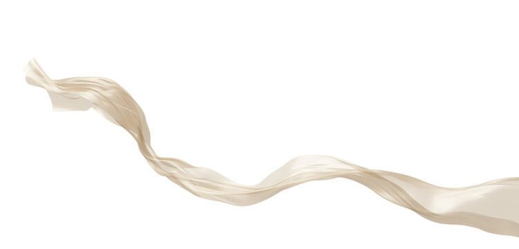 Sheer Champagne gold fabric flowing in the wind isolated on transparent background with copy space design element for fashion, cosmetic branding 3D render
