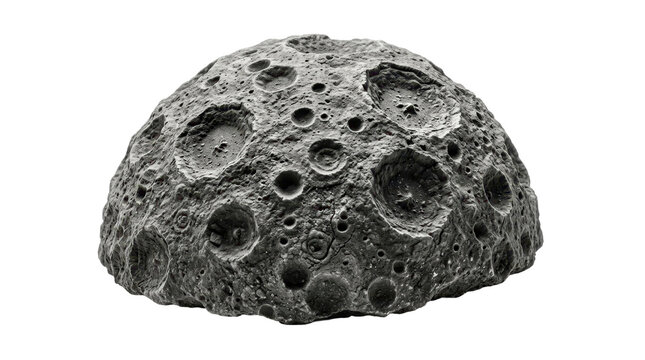 Moon hemisphere with impact craters on a transparent background PNG image