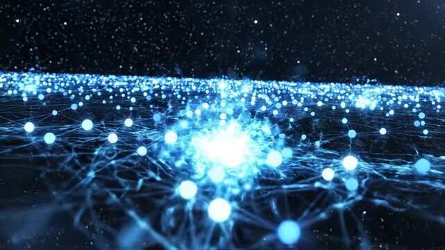 Network of glowing nodes in space ideal for tech startups and software commercial themes