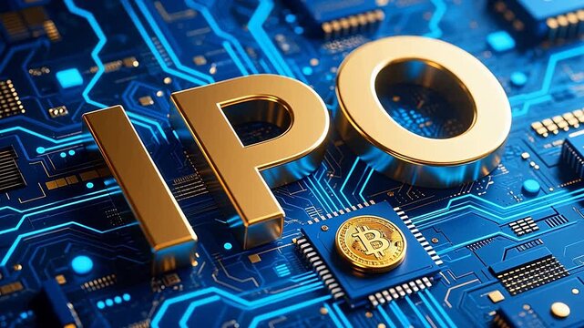 Blue circuit board with gold ipo text