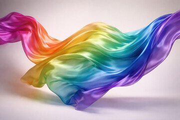 Obraz premium Rainbow fabric pride month lgbtq+ flag colorful silk flowing cloth abstract background wavy textile for inclusive celebration