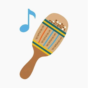 Guiro instrument illustration with a musical note