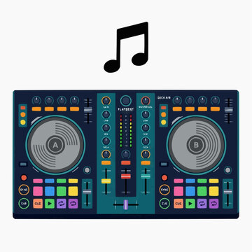 DJ controller with musical note illustration