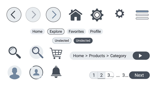 Navigation menu icons on a website homepage