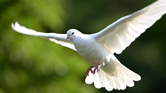 White dove in flight ideal for eco-friendly campaigns and travel vlogs