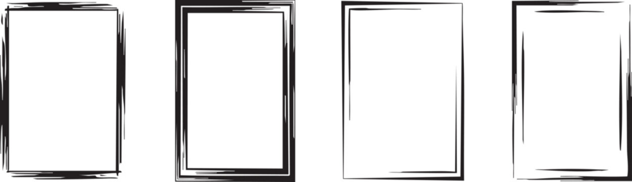 frame brushstroke border set vector hand drawn rectangular frames