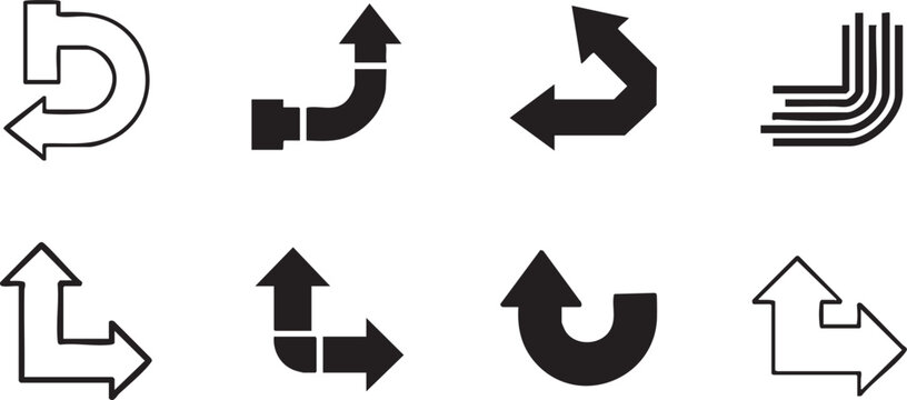 arrow icons pack bent curved and multi directional arrows