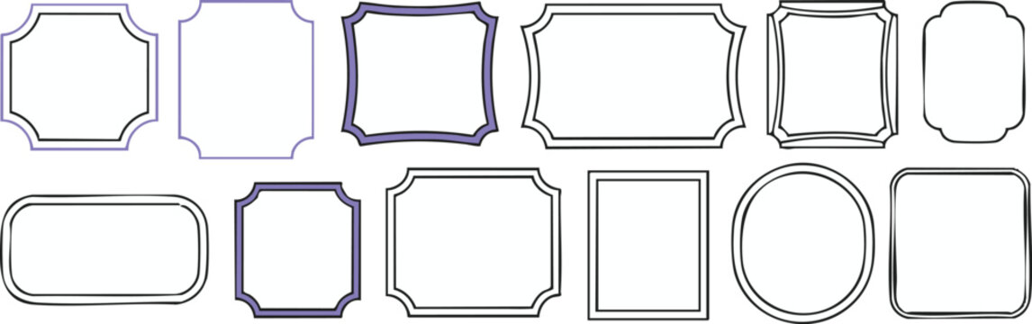 frame simple line art border set for logos badges and stationery