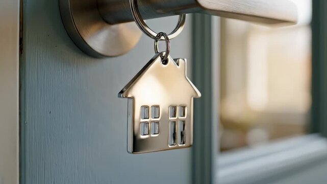 Key with house charm on door handle representing smart infrastructure and data-driven solutions