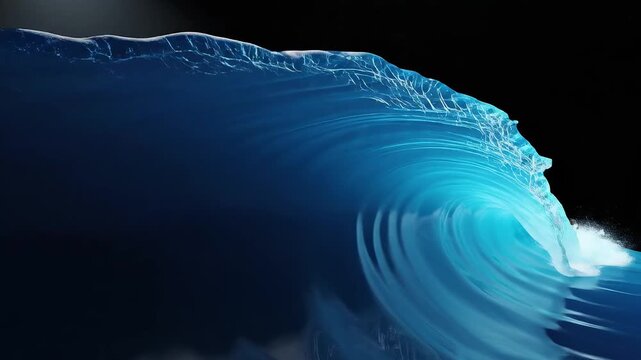 Blue ocean wave in motion symbolizing dynamic movement and artistic expression