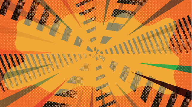 Vibrant Orange Comic Book Style Pop Art Background
