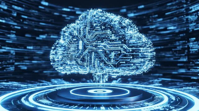Circuit brain in digital space perfect for IT presentations and tech marketing