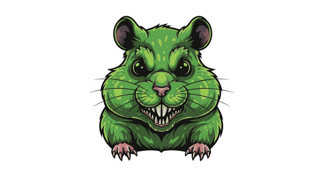 Vector illustration of a radioactive glowing hamster mascot with toxic green energy and sharp stylized features, designed as an esports gaming logo or character emblem.